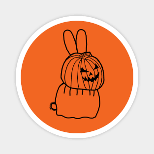 Cute Bunny Rabbit Wearing Halloween Horror Costume Minimal Line Art Magnet